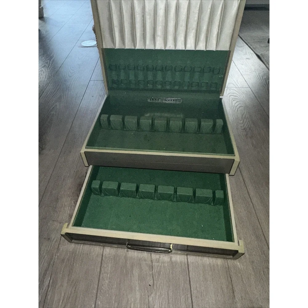 Vintage MCM Wooden 1881 ROGERS By ONEIDA Silverware Case/Chest Tarnish Resistant